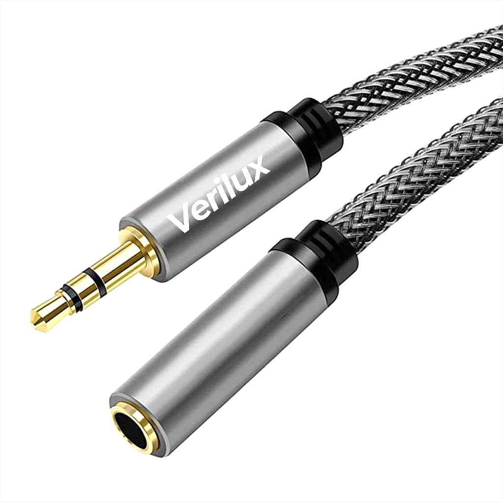 Verilux Audio Aux Cable, 16.4Ft Jack Audio Extension Cable Male to Female Audio Jack Cable, Universal Stereo 3.5 mm to 3.5 mm Cable for Phones, Speakers, Headphones, Tablets, MP3 Players and Car Verilux Audio Aux Cable, 16.4Ft Jack Audio Extension Cable Male to Female Audio Jack Cable, Universal Stereo 3.5 mm to 3.5 mm Cable for Phones, Speakers, Headphones, Tablets, MP3 Players and Car